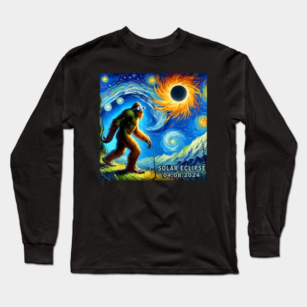 Bigfoot Total Solar Eclipse Long Sleeve T-Shirt by Derrick Ly